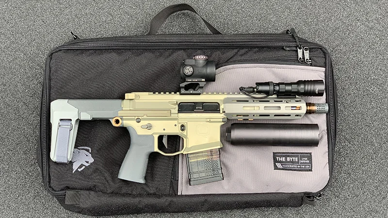 Without the Trash Panda the Honey Badger Pistol fits perfect in the Byte Bag