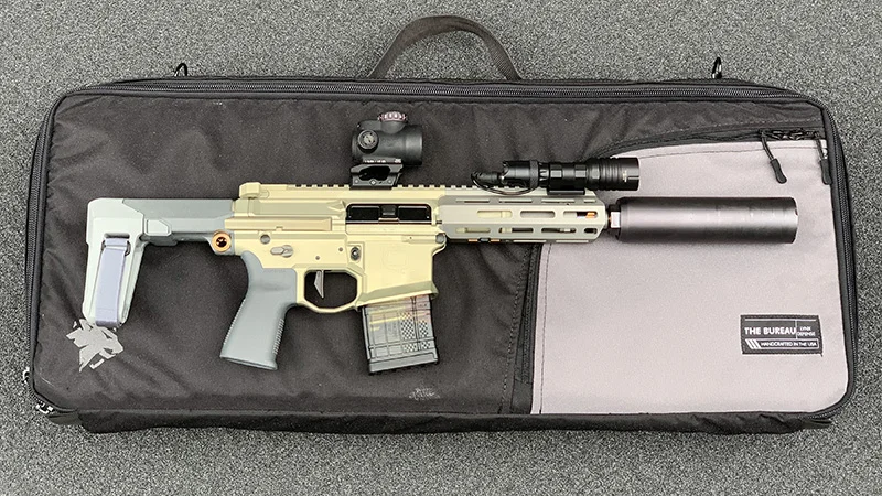 With the Trash Panda on the Bureau SBR gun bag works perfectly