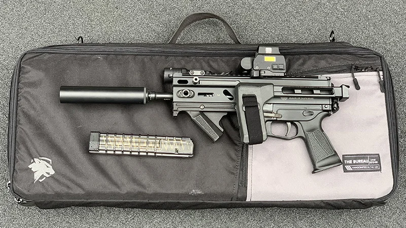 If you want to keep your silencer on it you can upgrade to the larger Bureau gun case